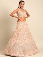 House of Panchhi Peach Net Multi Sequins with heavy Zarkan embroidery Lehenga choli & Dupatta