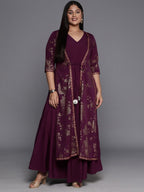 Ahalyaa Plus Size Floral Print Crepe Layered A-line Maxi Ethnic Dress - Distacart