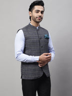 Even Apparels Men's Grey Nehru Jacket With Welt Pockets