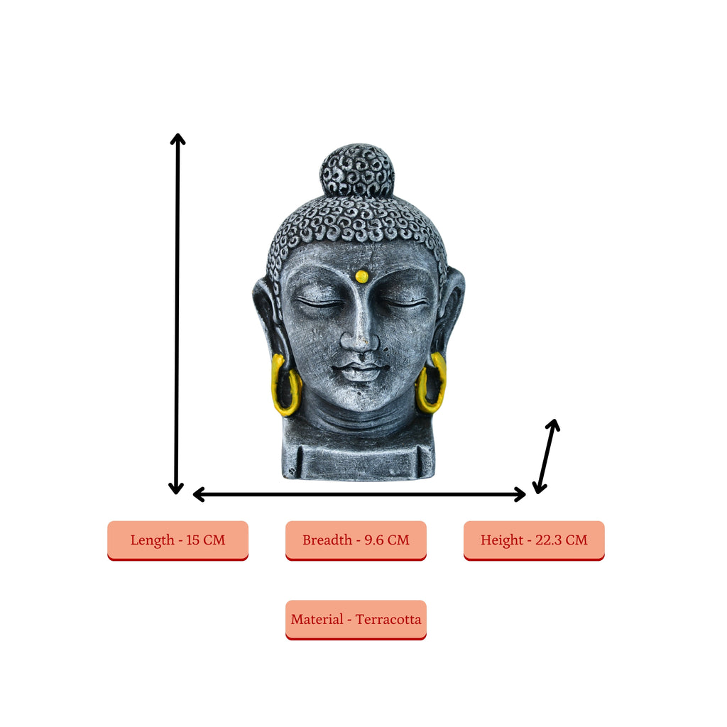 Sowpeace Premium Large Terracotta Meditating Buddha Head Tabletop - Distacart