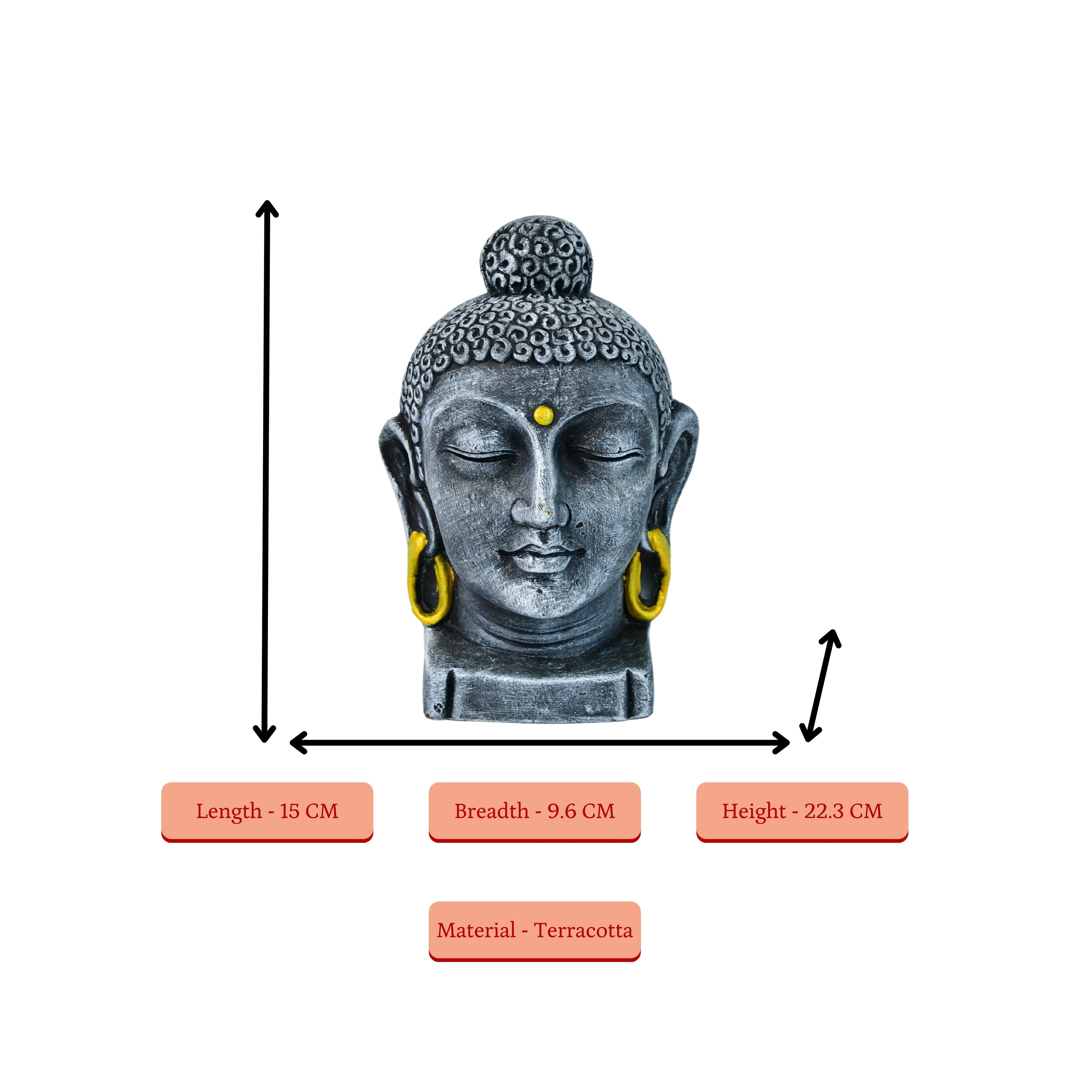 Sowpeace Premium Large Terracotta Meditating Buddha Head Tabletop - Distacart