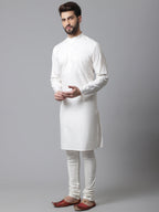 Even Apparels White Pure Cotton Kurta With Band Collar - Distacart