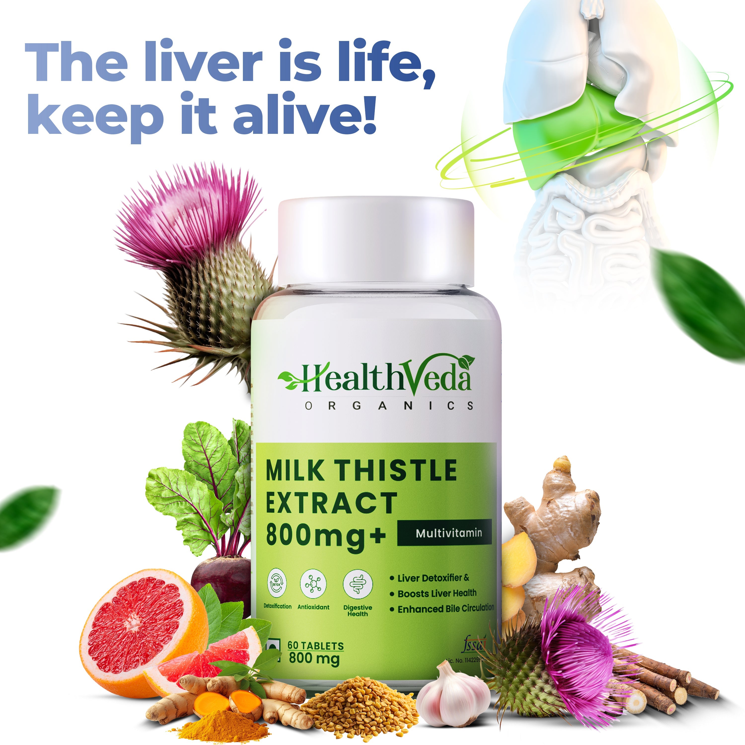Health Veda Organics Milk Thistle Tablets - Distacart