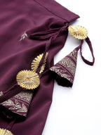 Indian Clothing Ahalyaa Purple & Gold-Toned Printed Sequinned Foil Print Ready to Wear Lehenga & Blouse With Dupatta