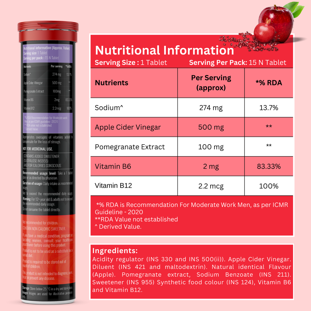 BOOSTIQ Apple Cider Vinegar Effervescent Tablets - Apple Flavour