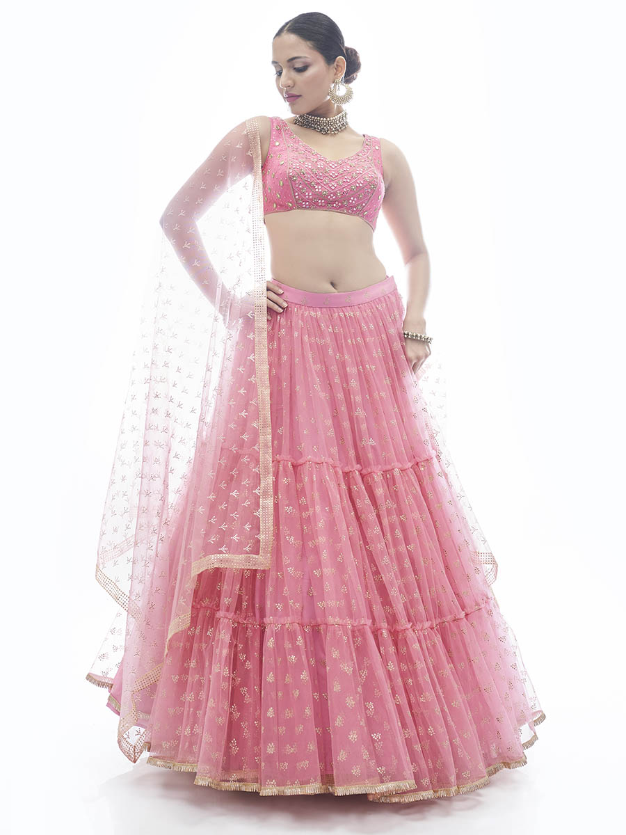 Myra Baby Pink Art Silk Designer Lehenga