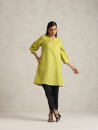 trueBrowns Green Cotton Blend Short Kurta - Distacart