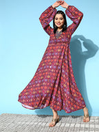 InWeave Women's Wine Edgy Print Dress - Distacart