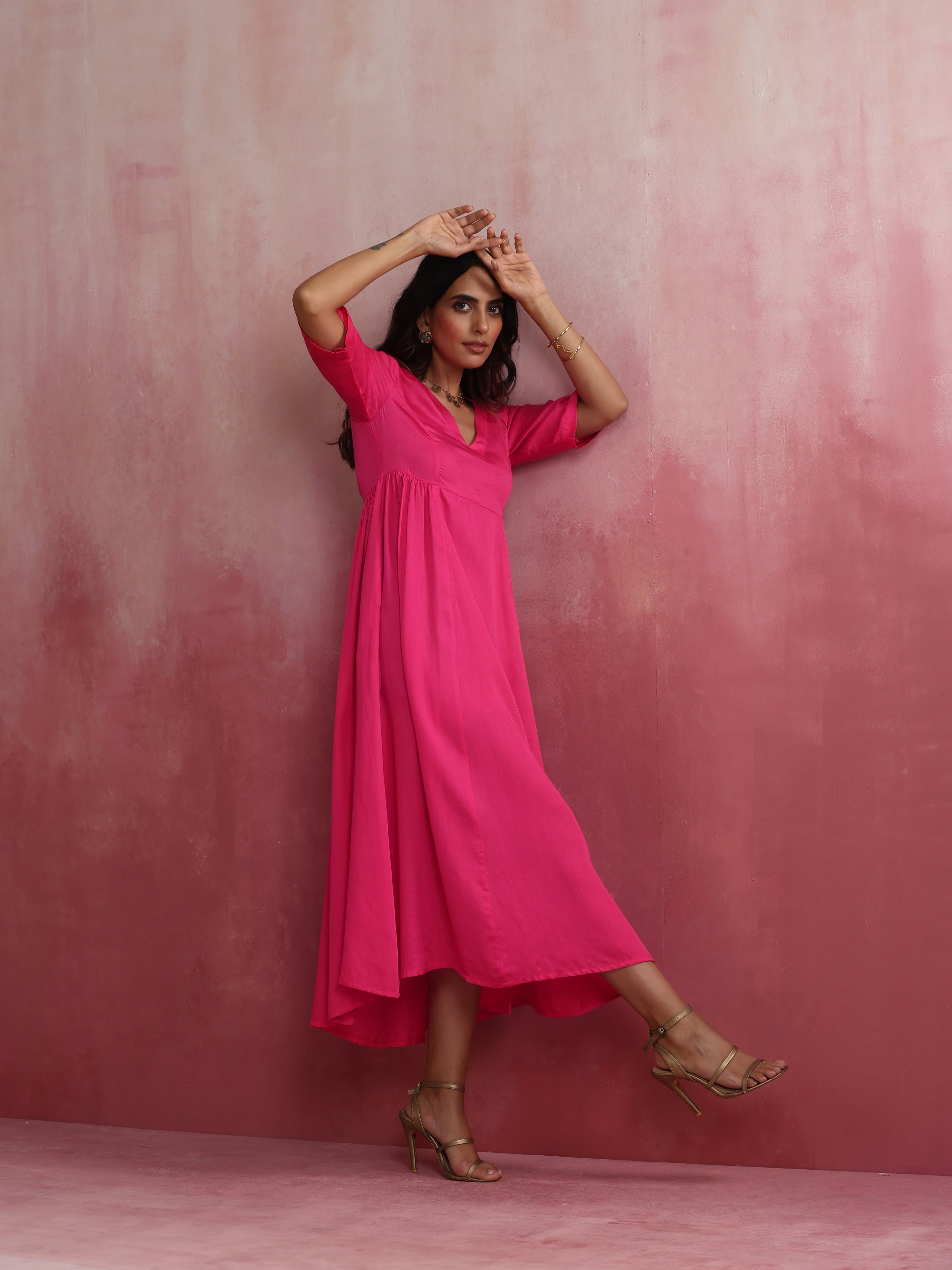trueBrowns Modal Pink Dress - Distacart