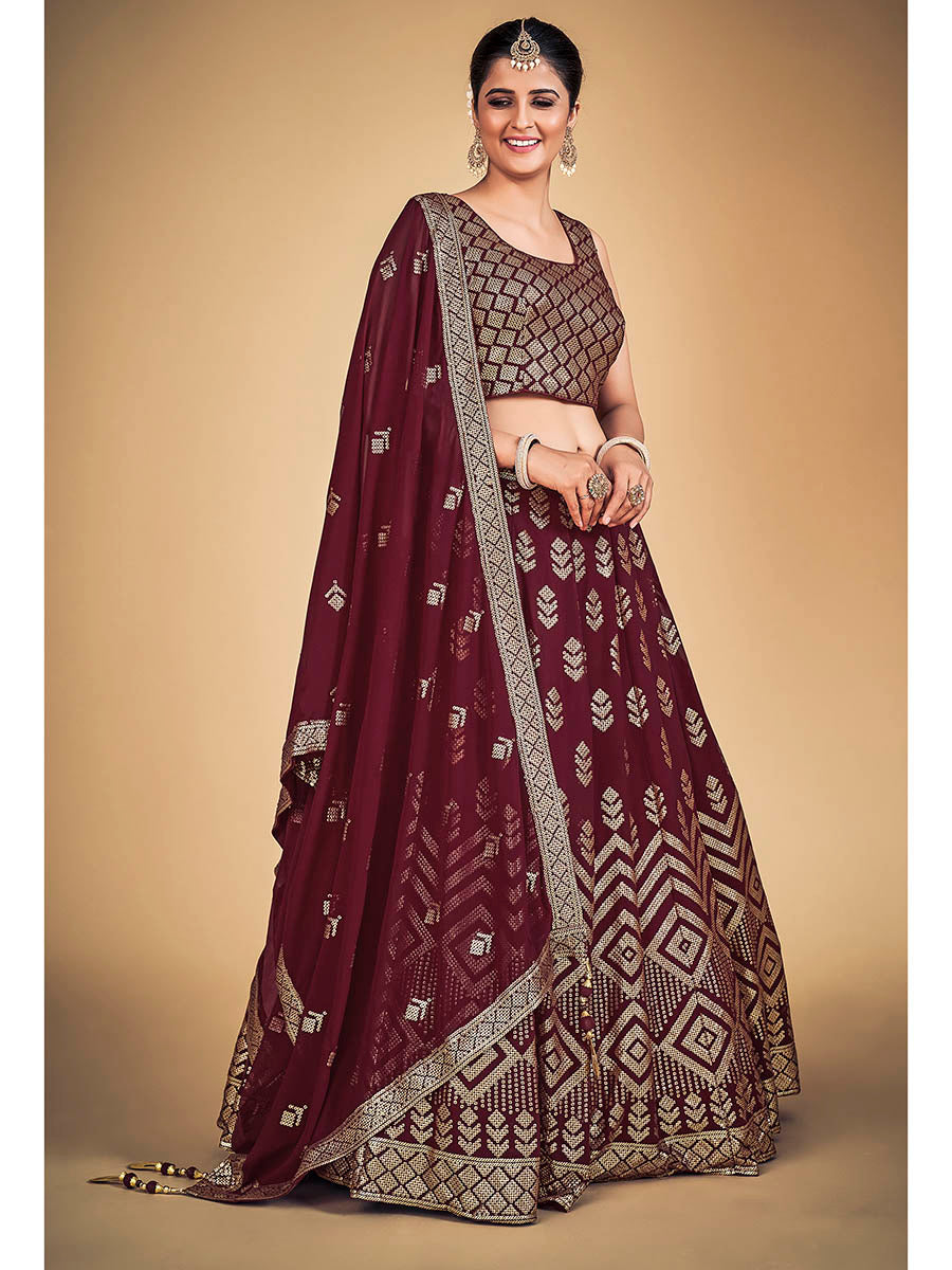 Myra Maroon Georgette Real Georgette Lehenga Choli