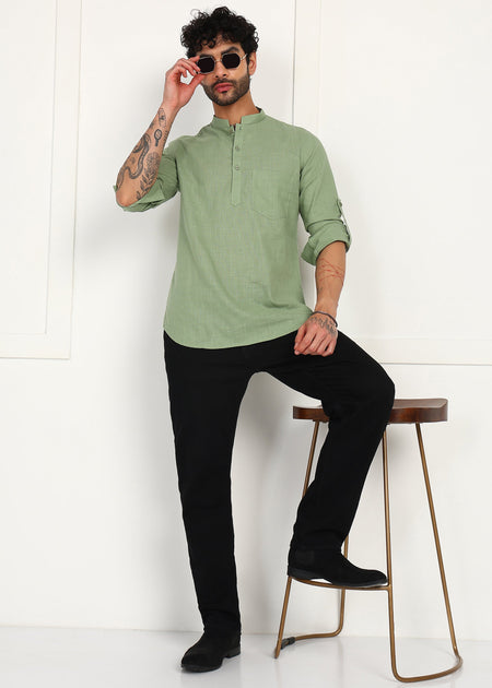 Fabmade Sage Linen Kurta