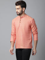 Even Apparels Orange Pure Cotton Kurta With Band Collar - Distacart
