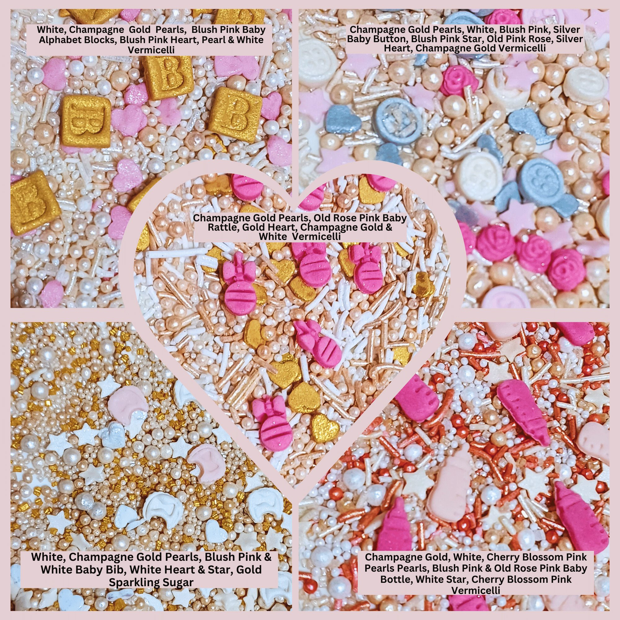 confect girls baby shower sprinkles mix heart teddy baby feed bottle baby feet sprinkles pack of 5 baby shower 17