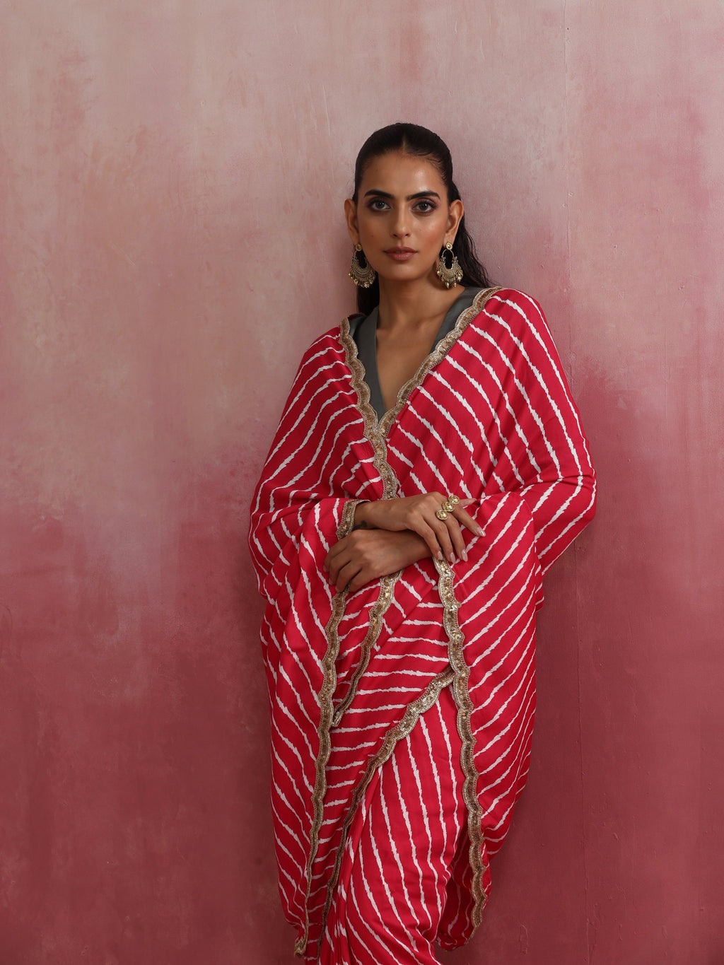 trueBrowns Pink Muslin Silk Saree