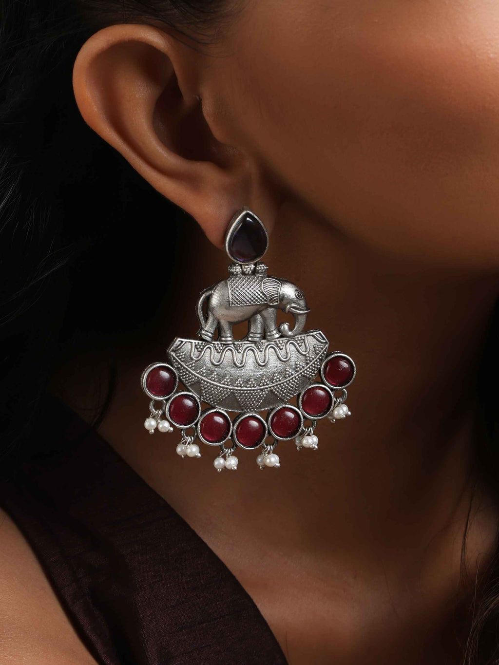 trueBrowns Silver Tone Elephant Dangle Earrings - Distacart
