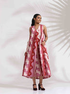 trueBrowns Pink Cotton Abstract Print Dress - Distacart
