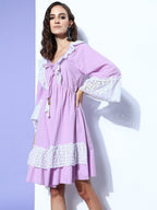InWeave Women's Mauve Lacy Short Dress - Distacart