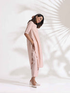 trueBrowns Light Pink Slub Kurta Set - Distacart
