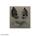 Tehzeeb Creations Women's Oxidised Necklace And Earring With Black Beads And Pearl