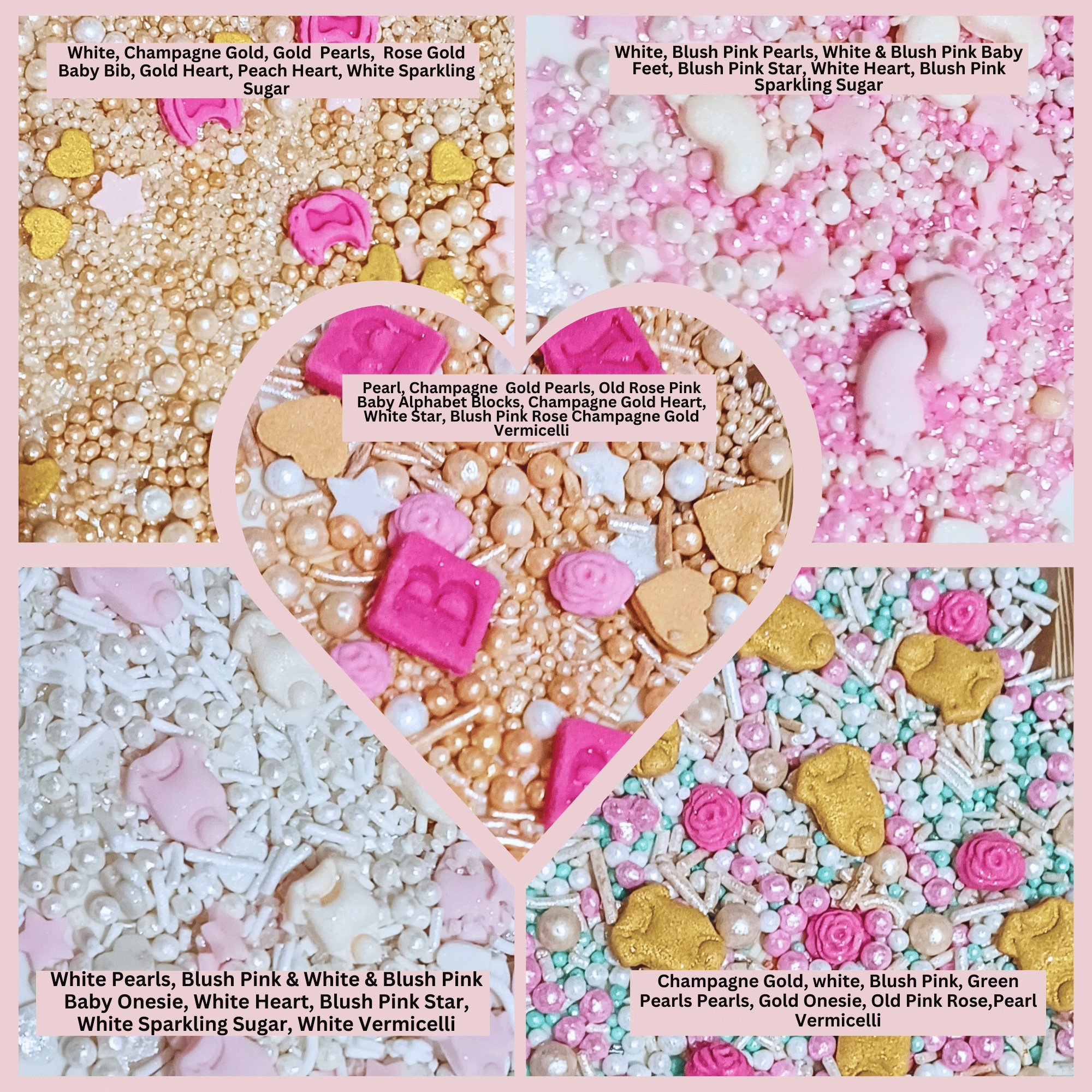 confect girls baby shower sprinkles edible sprinkles mix heart teddy baby feed bottle baby feet sprinkles pack of 5 baby shower 18