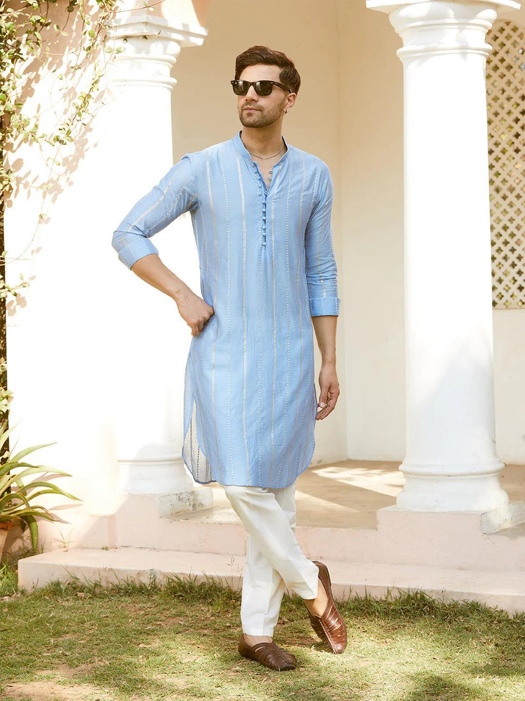 Fabmade Elegance In Every Thread Must Have The Sequins Embroidered Chanderi Silk Kurta