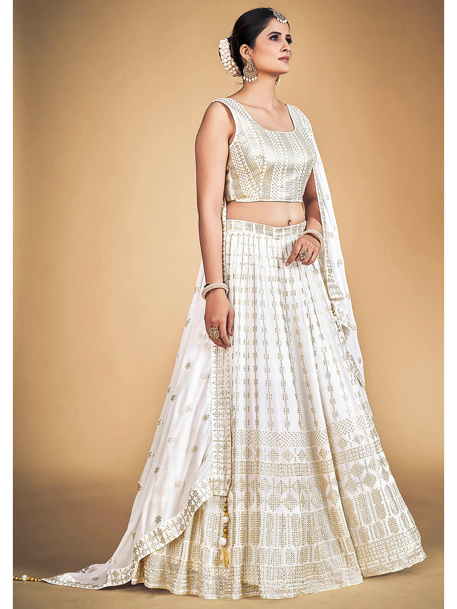 Myra White Georgette Real Georgette Lehenga Choli