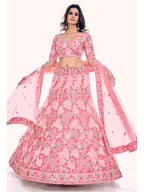 Myra Peach Soft Net Embroidered Designer Lehenga Choli