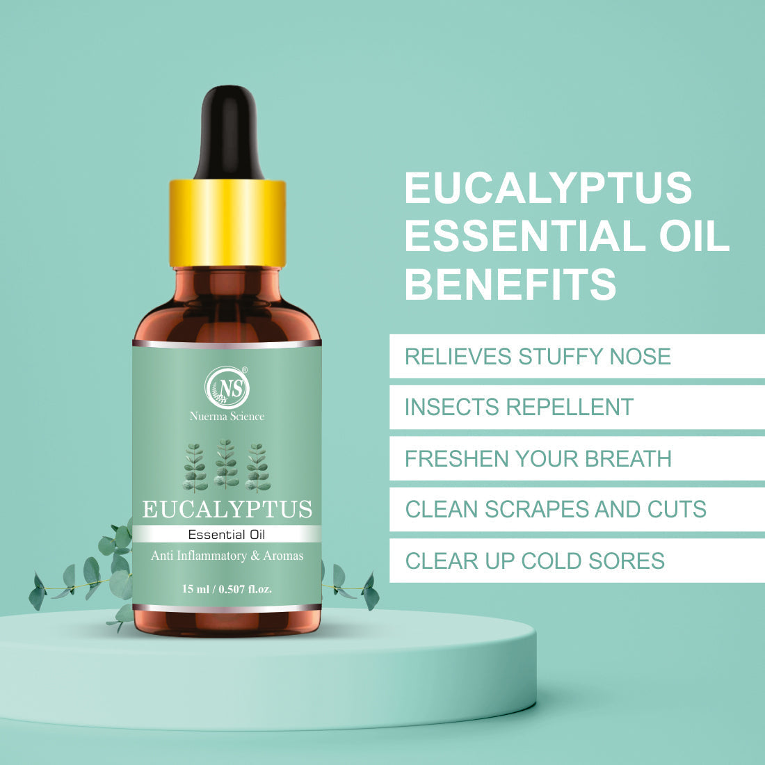 Nuerma Science Eucalyptus Essential Oil For Cold, Fresh Breathing & Joints Pain - Distacart