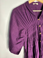 trueBrowns Purple Slub Pleated Kurta - Distacart
