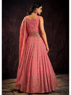 Myra Pink Real Georgette Designer Gown Style Suit - Distacart