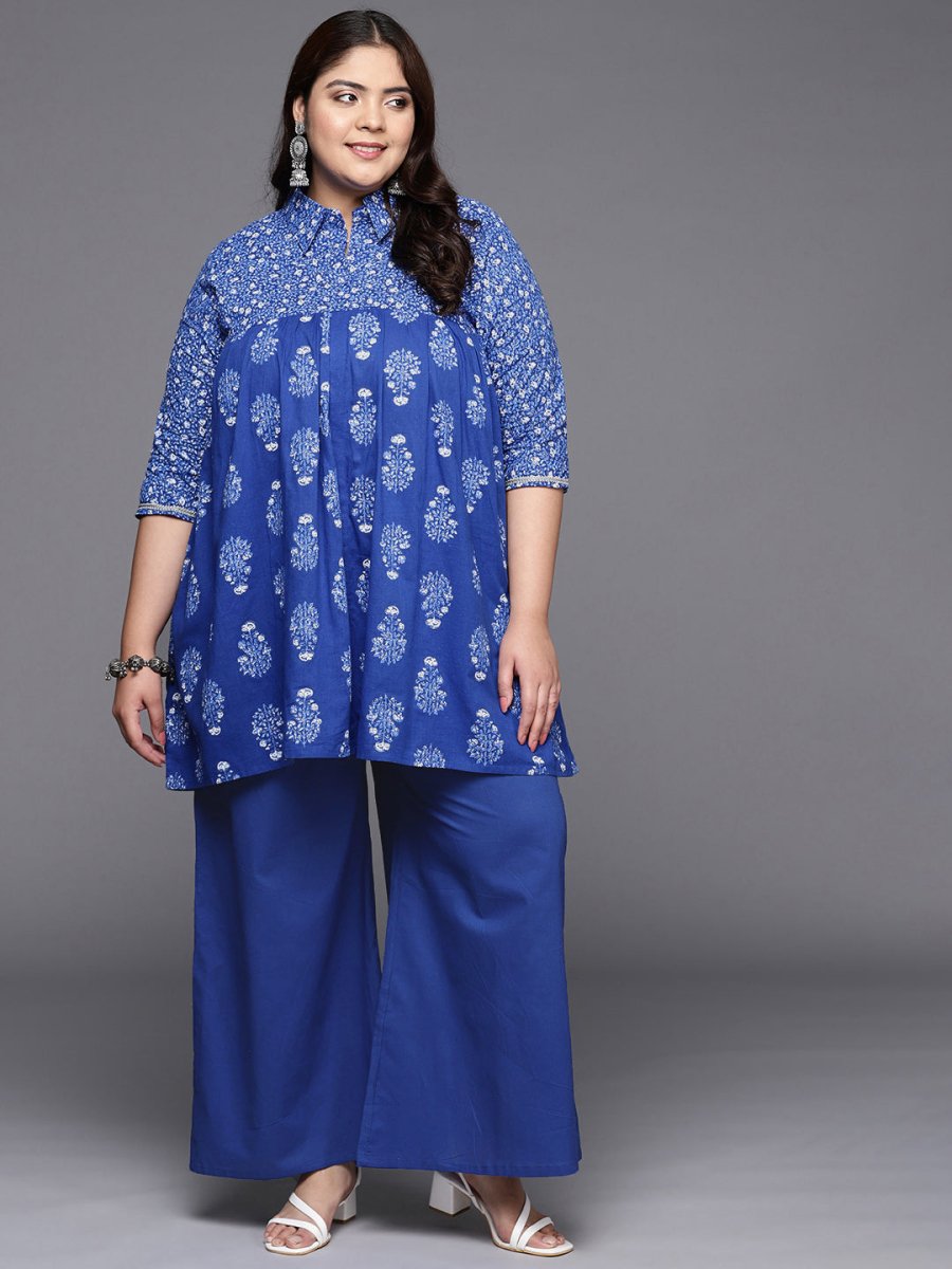Ahalyaa Women Plus Size Cotton Tunic with Palazzos - Distacart