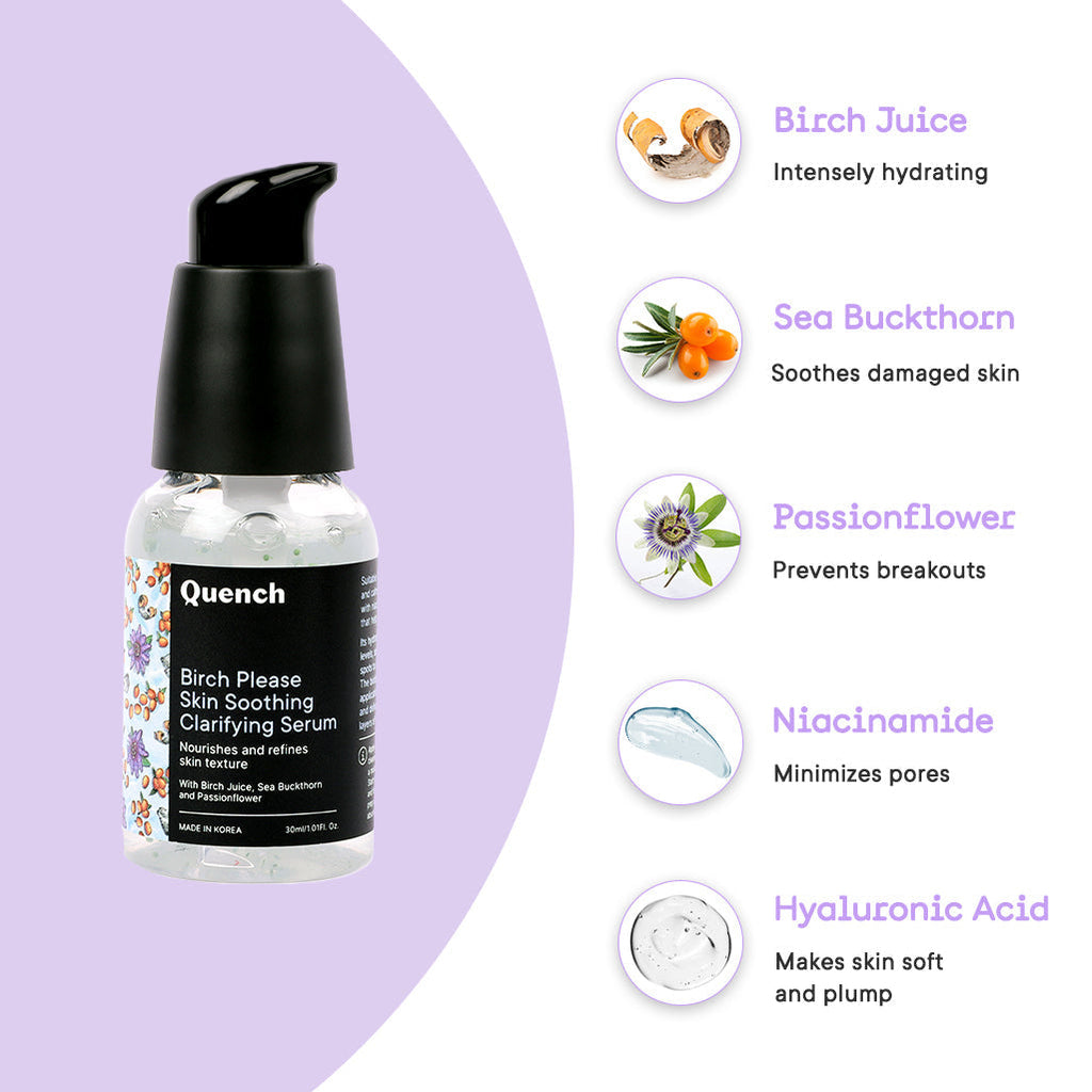 Quench Botanics Birch Please Skin Soothing Clarifying Serum, Smooth & Hydrated Skin - Korean Skincare