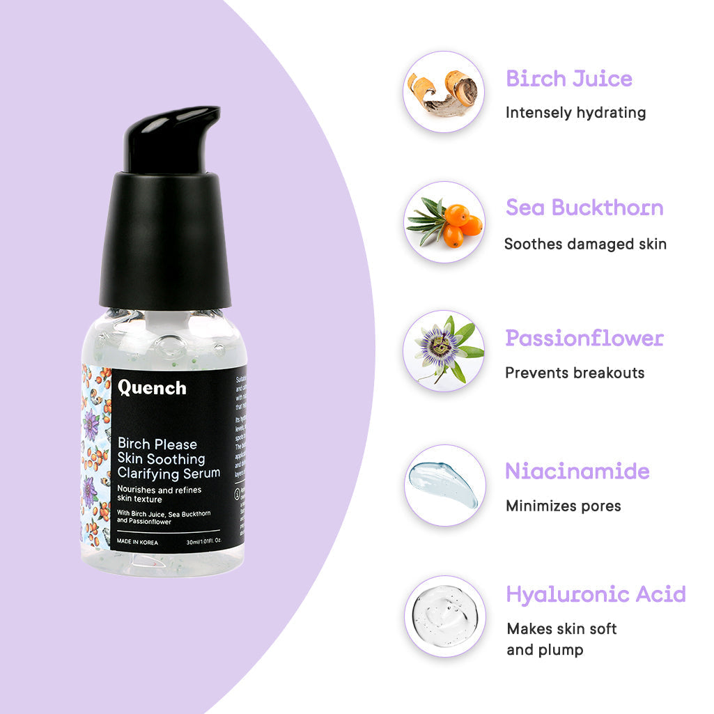 Quench Botanics Birch Please Skin Soothing Clarifying Serum, Smooth & Hydrated Skin - Korean Skincare