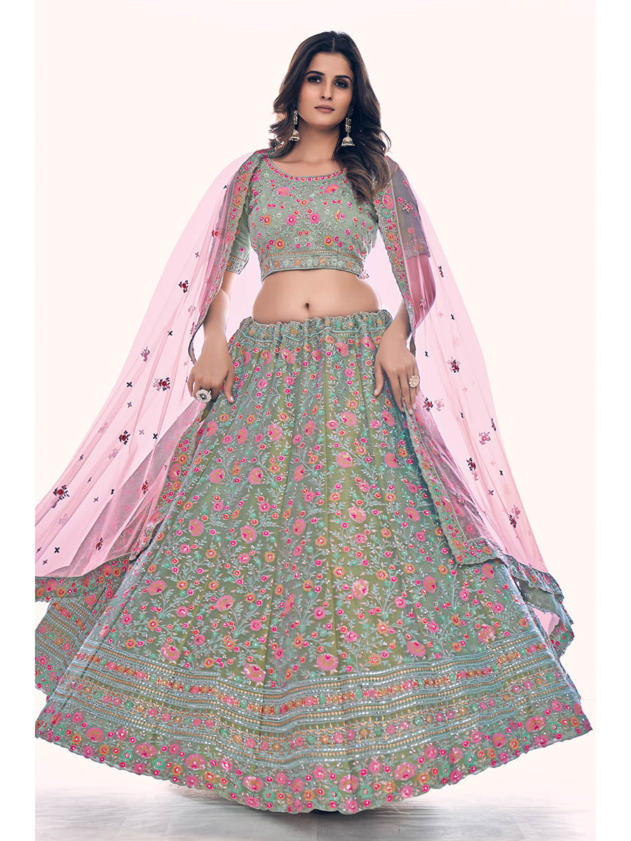 Myra Green Gota Silk Embroidered Designer Lehenga Choli