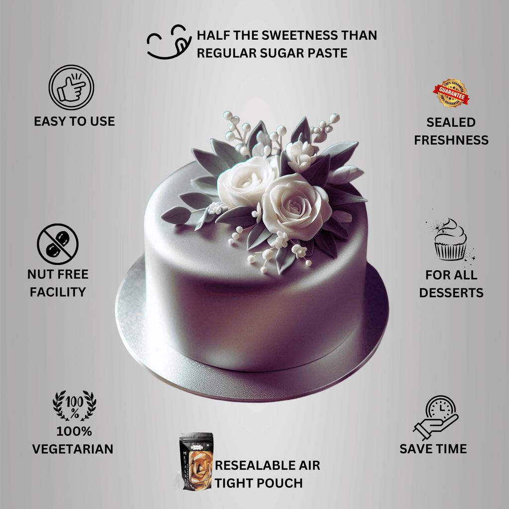 confect shimmering silver sugar paste br b 250 gms b