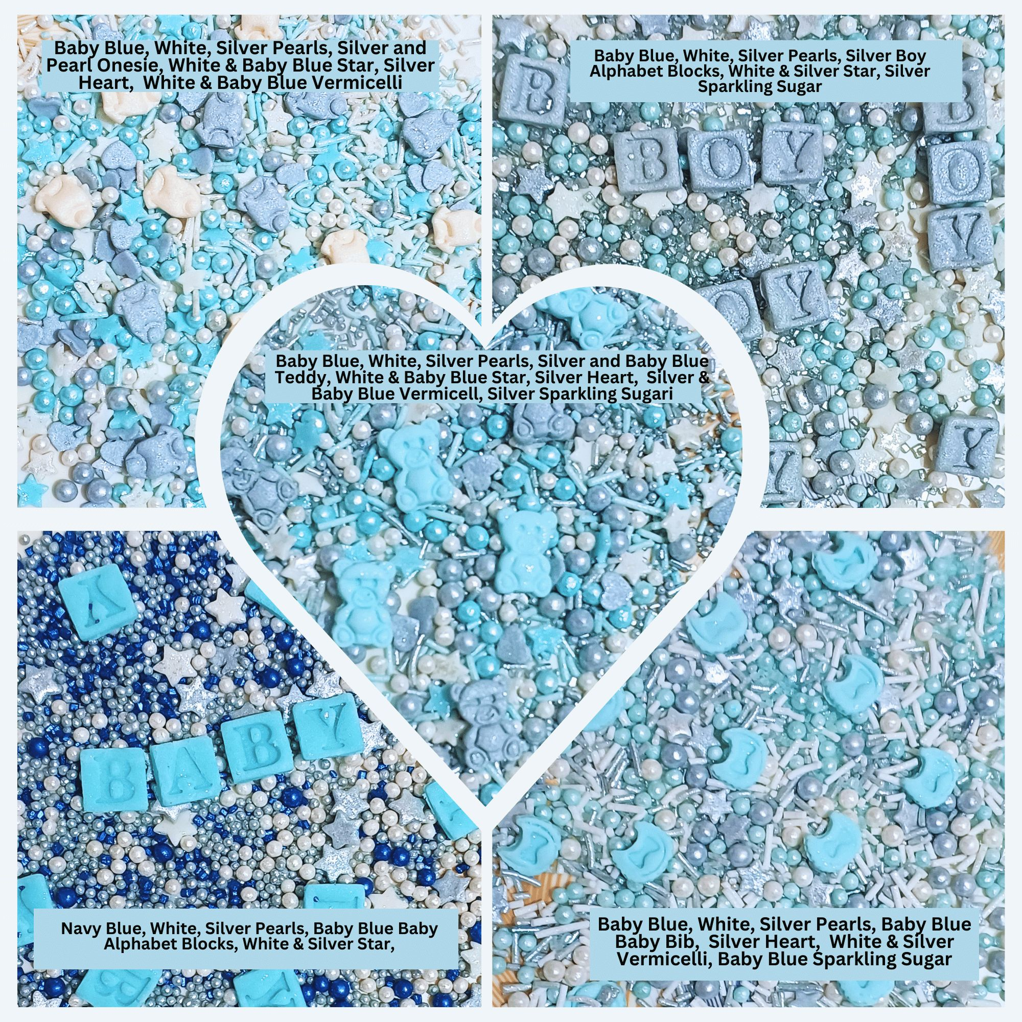 confect boys baby shower sprinkles edible sprinkles assorted pack of 5 baby shower 25