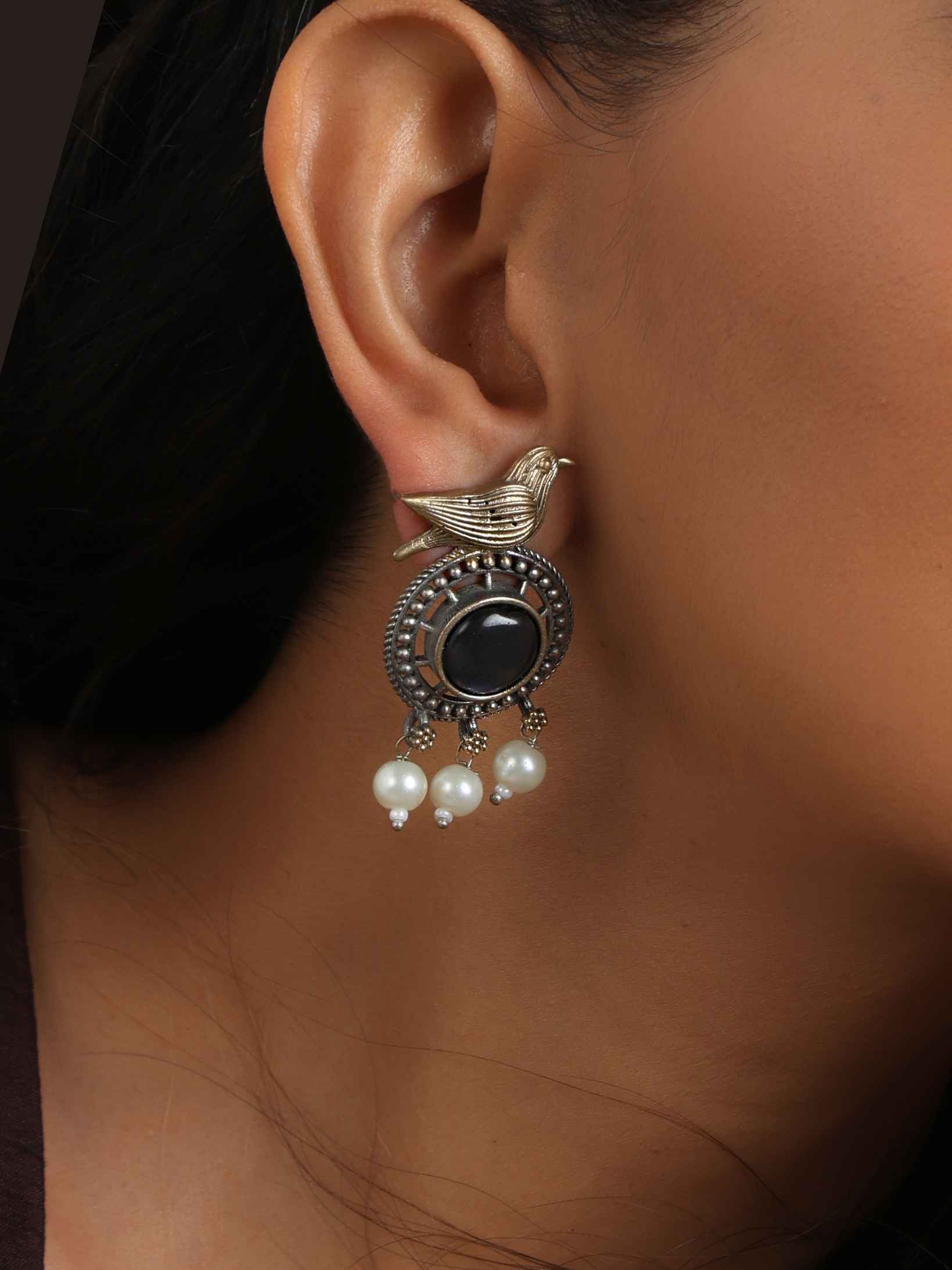 trueBrowns Silver Gold Tone Bird Stud Earrings - Distacart