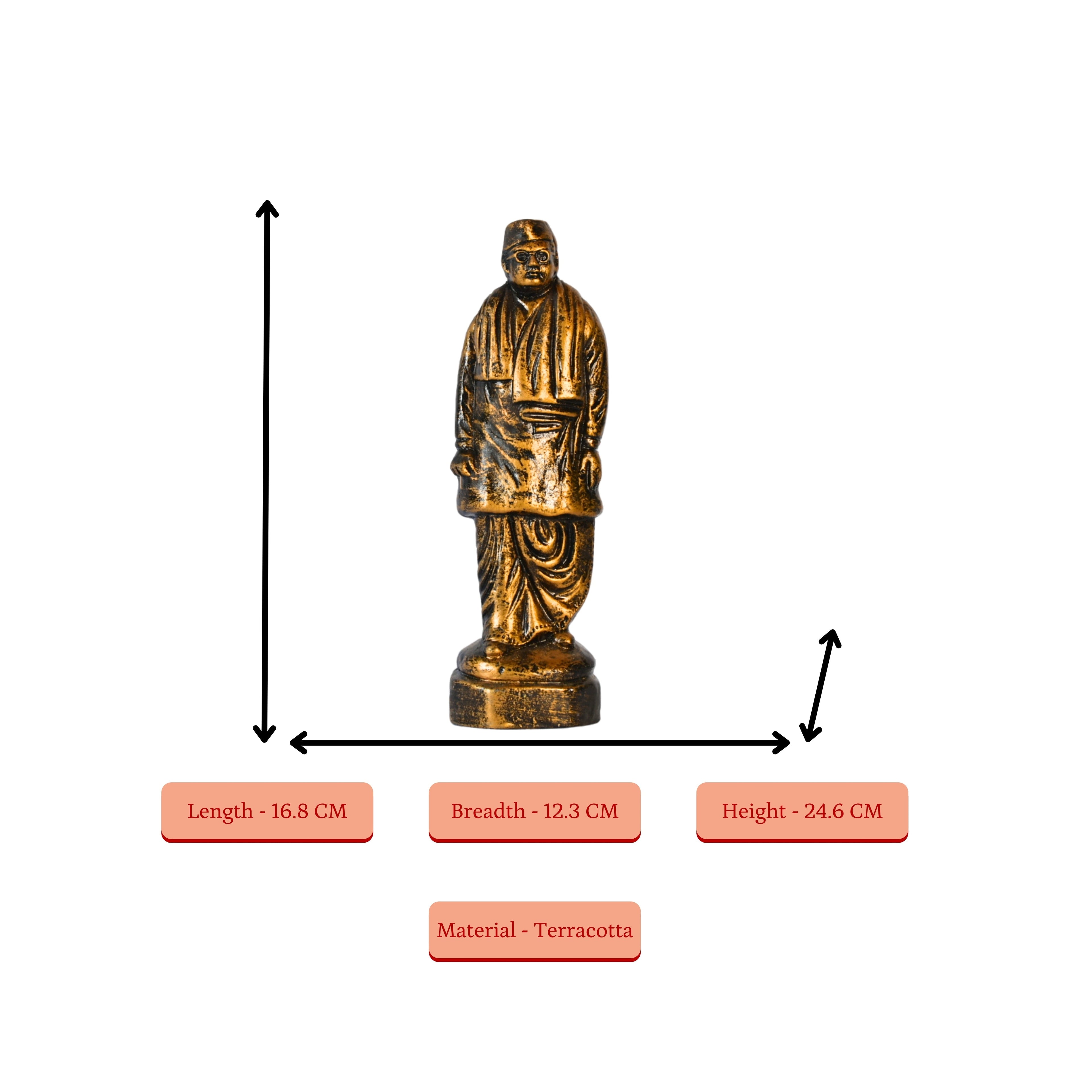 Sowpeace Premium Terracotta Subhash Chandra Bose Abstract Tabletop Statue - Distacart