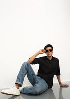 Fabmade Noir Linen Short Kurta