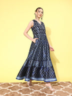 Ahalyaa Floral Printed Maxi Ethnic Dress - Distacart