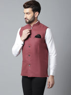 Even Apparels Men's Brown Pure Wool Nehru Jacket