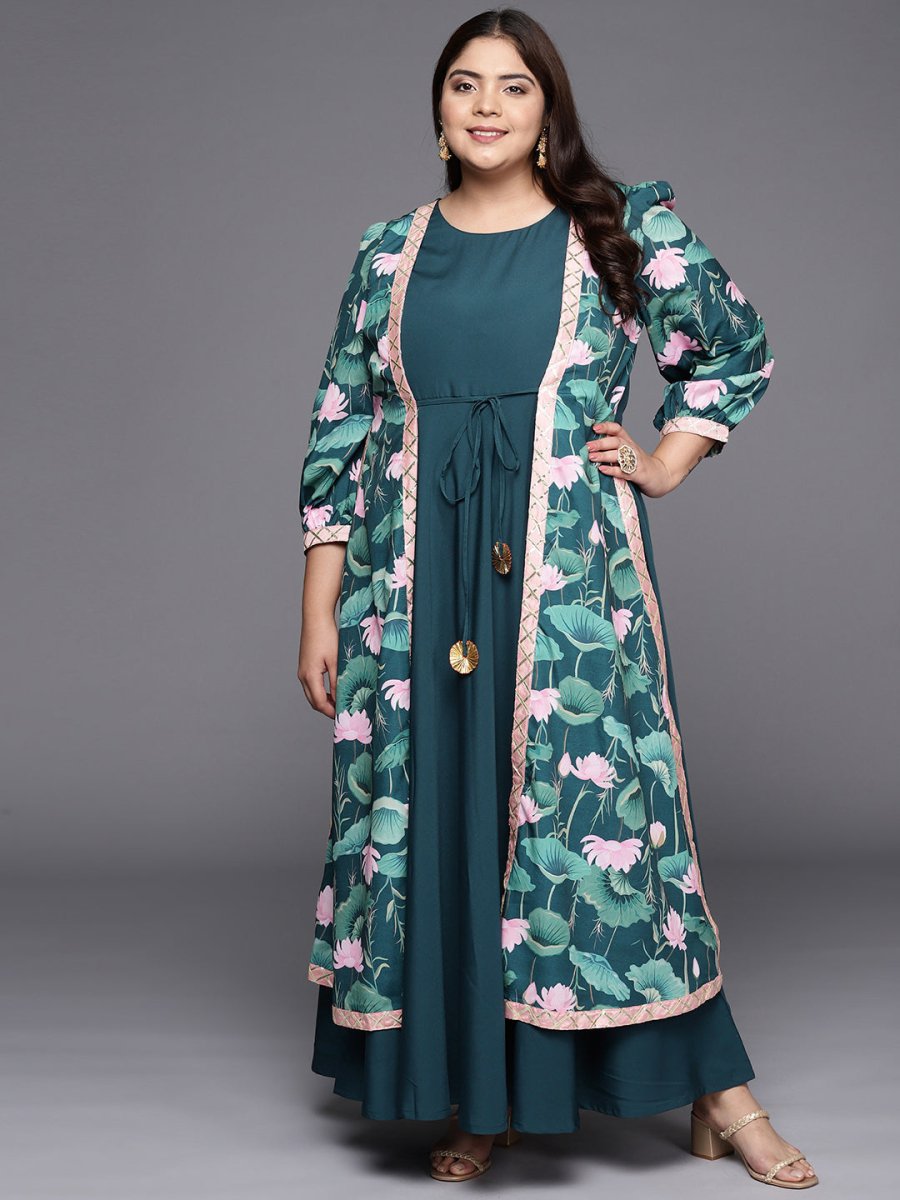 Ahalyaa Plus Size Round neck Maxi Ethnic Dress - Distacart