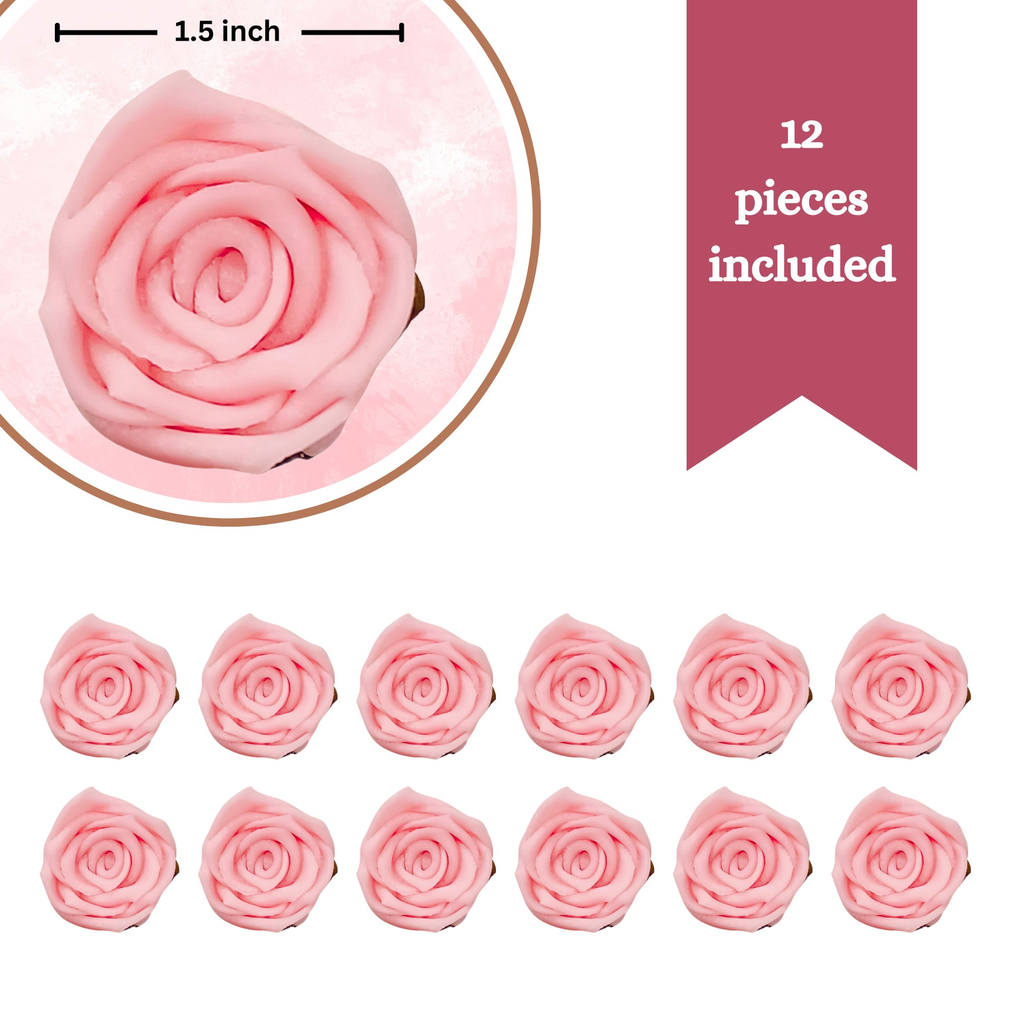 confect sugar roses topper sugar roses for cake decorations edible blush pink rose pack of 12