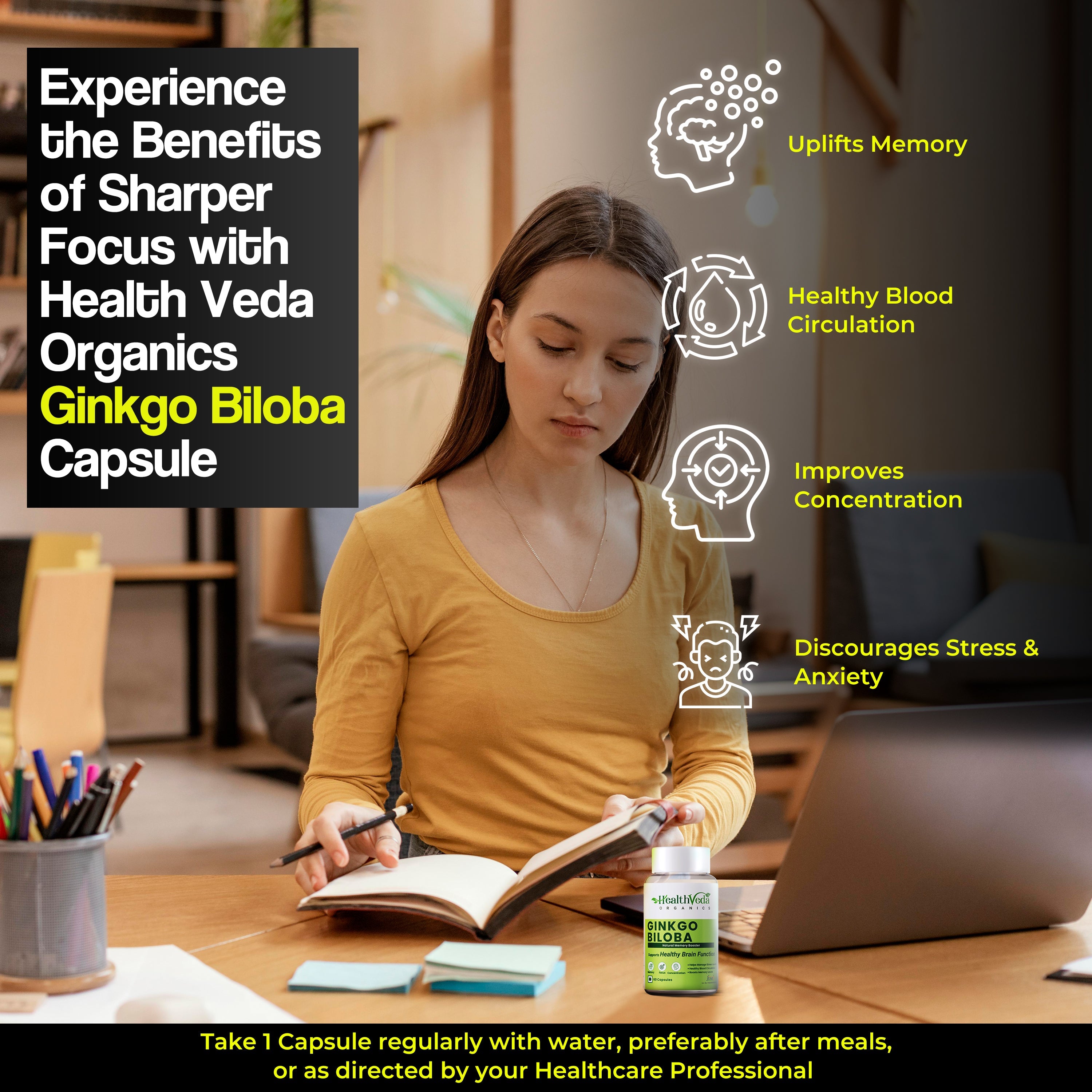 Health Veda Organics Ginkgo Biloba Capsules - Distacart