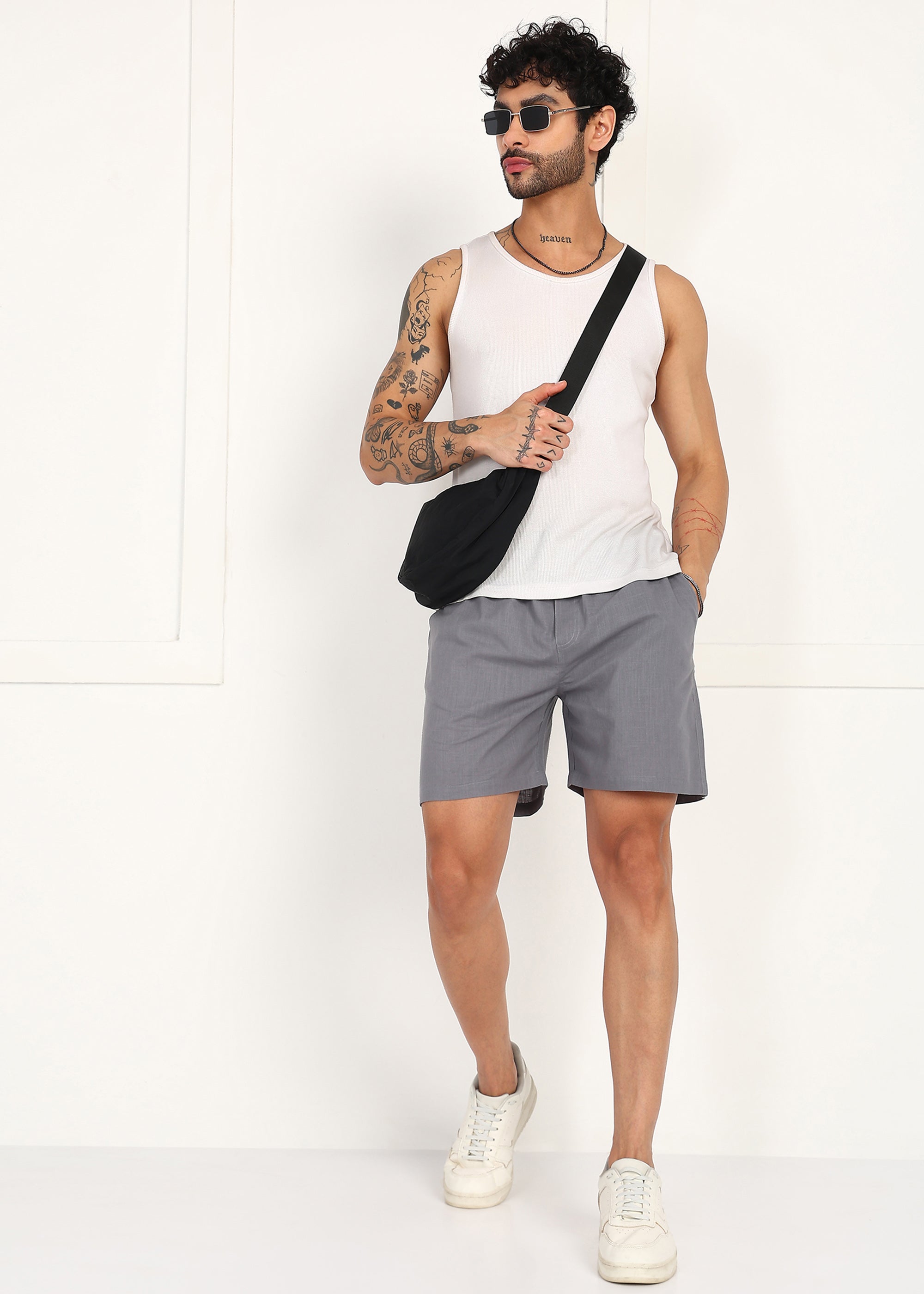 Fabmade Slate Drift Linen Pyjama Shorts