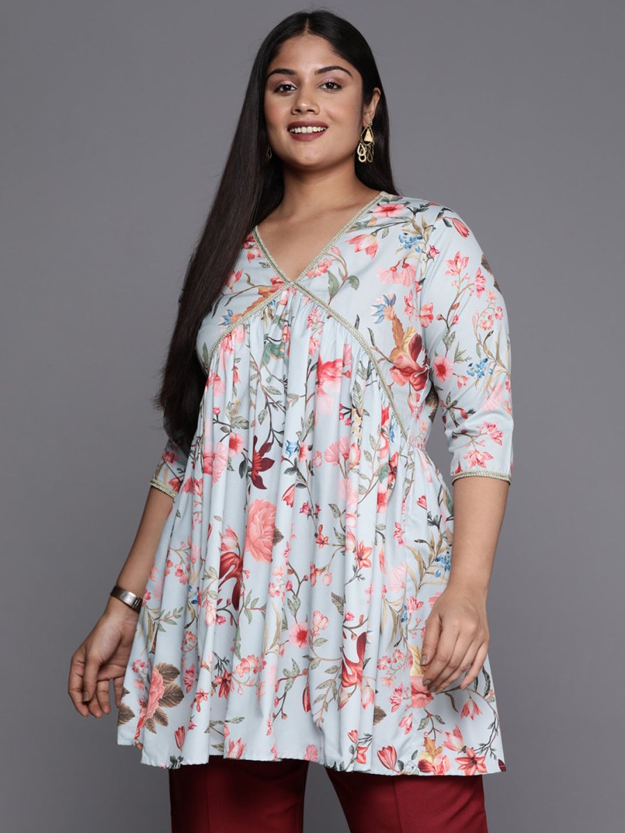 Ahalyaa Plus Size Floral Printed Tunic