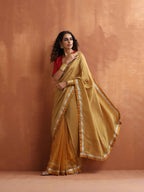 trueBrowns Gold Tissue Ready To Wear Saree