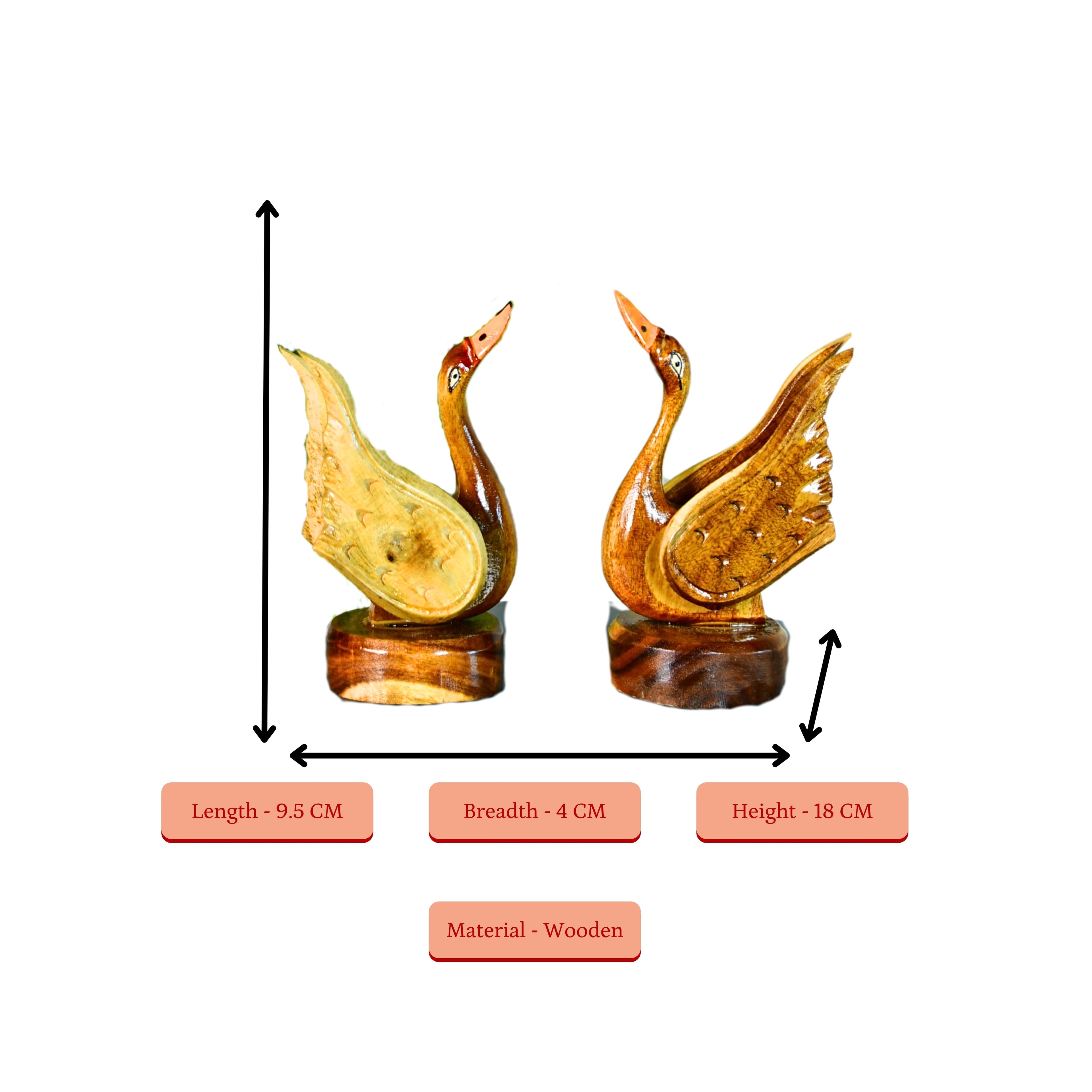 Sowpeace Pair of Wooden handcarved swan - Distacart