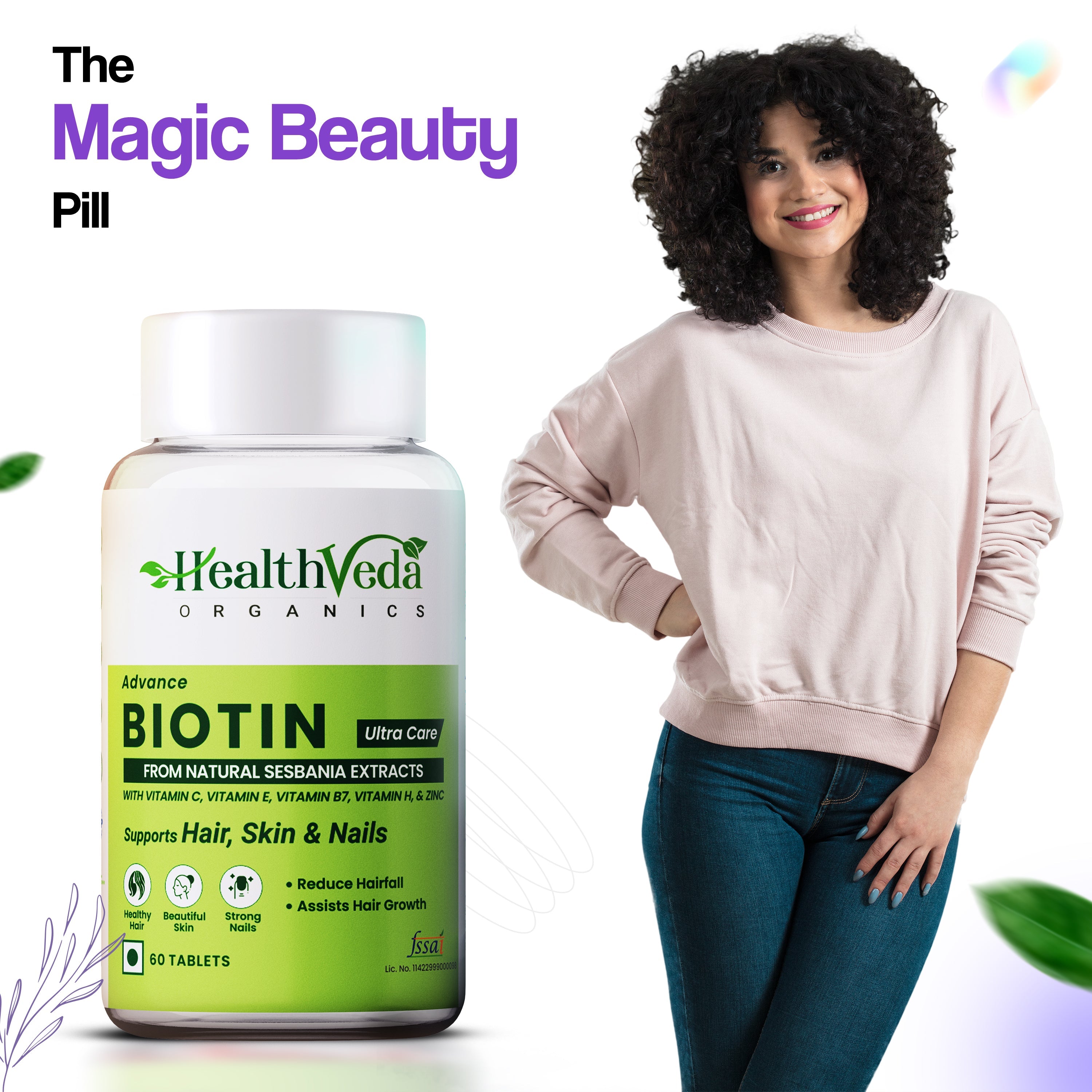 Health Veda Organics Advance Biotin Tablets - Distacart