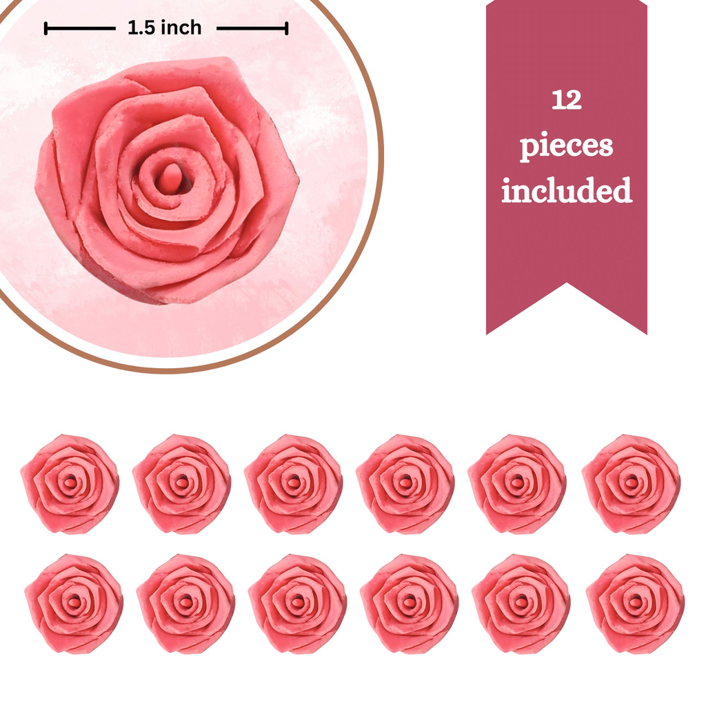 confect sugar roses topper sugar roses for cake decorations edible salmon pink roses pack of 12